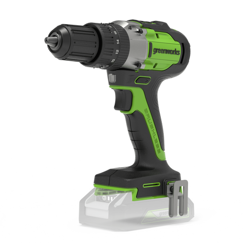 מברגה מקדחה נטענת Greenworks GD24DD60 - מנוע ללא מברשות 24V עם כוח 60 ניוטון מטר, 26+1 הגדרות מומנט ותאורת LED לעבודה מקצועית ומדויקת