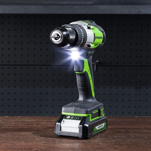 מברגה מקדחה נטענת Greenworks GD24DD60 - מנוע ללא מברשות 24V עם כוח 60 ניוטון מטר, 26+1 הגדרות מומנט ותאורת LED לעבודה מקצועית ומדויקת
