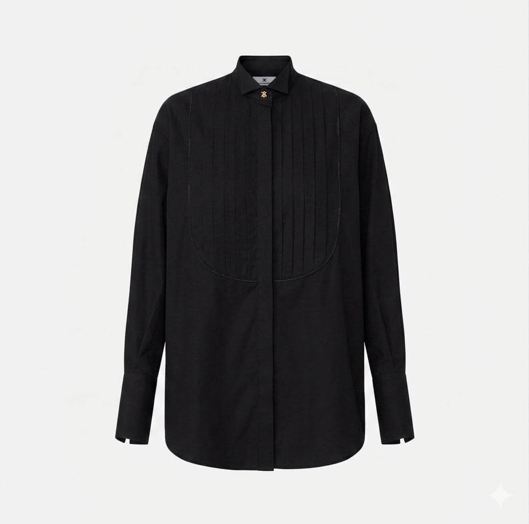  Cotton shirt with tuxedo details - COLOR BLACK