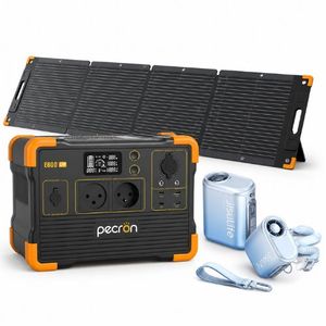 חבילת תחנת כח ניידת - PECRON E800LFP + פאנל סולארי 100W + מאוורר חגורה