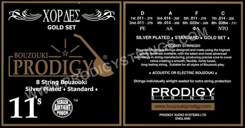 סט מיתרים לבוזוקי Prodigy GOLD Silver Plated Wound 0.11