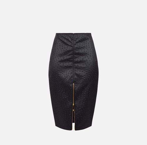 Skirt in taffeta fabric with ostrich print