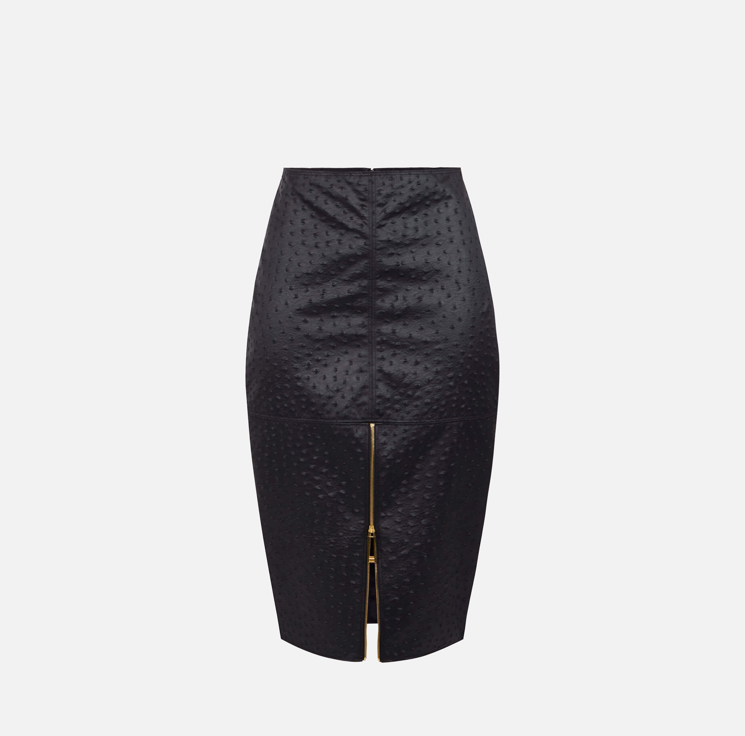 Skirt in taffeta fabric with ostrich print