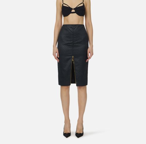 Skirt in taffeta fabric with ostrich print