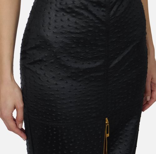 Skirt in taffeta fabric with ostrich print