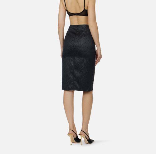 Skirt in taffeta fabric with ostrich print