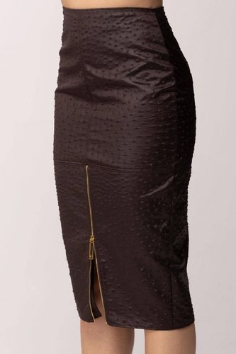 Skirt in taffeta fabric with ostrich print