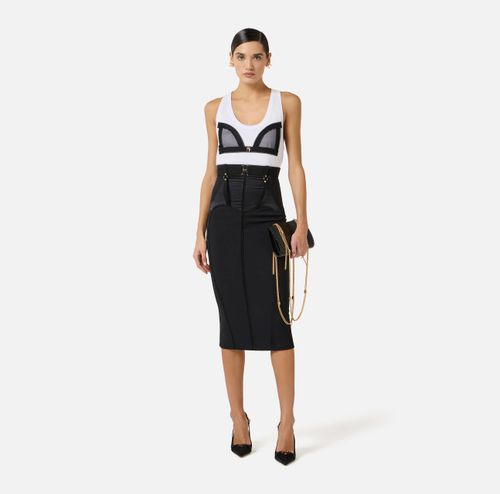 Bustier skirt in lightweight crêpe and satin fabrics