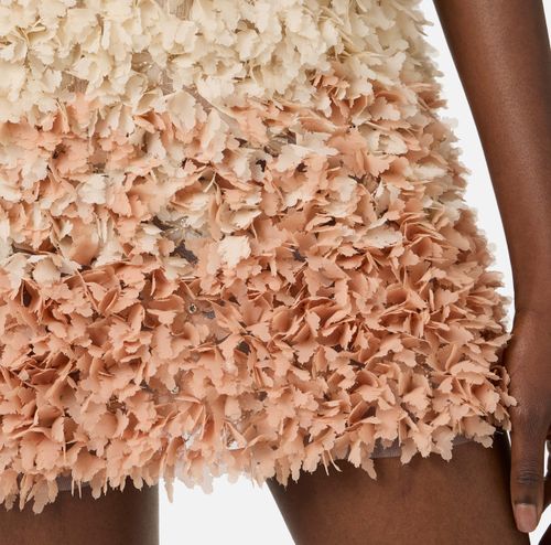 Tulle miniskirt with floral embroideries
