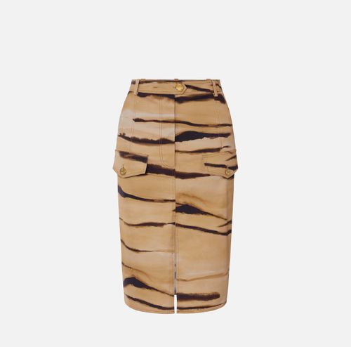 Drill skirt with tiger print