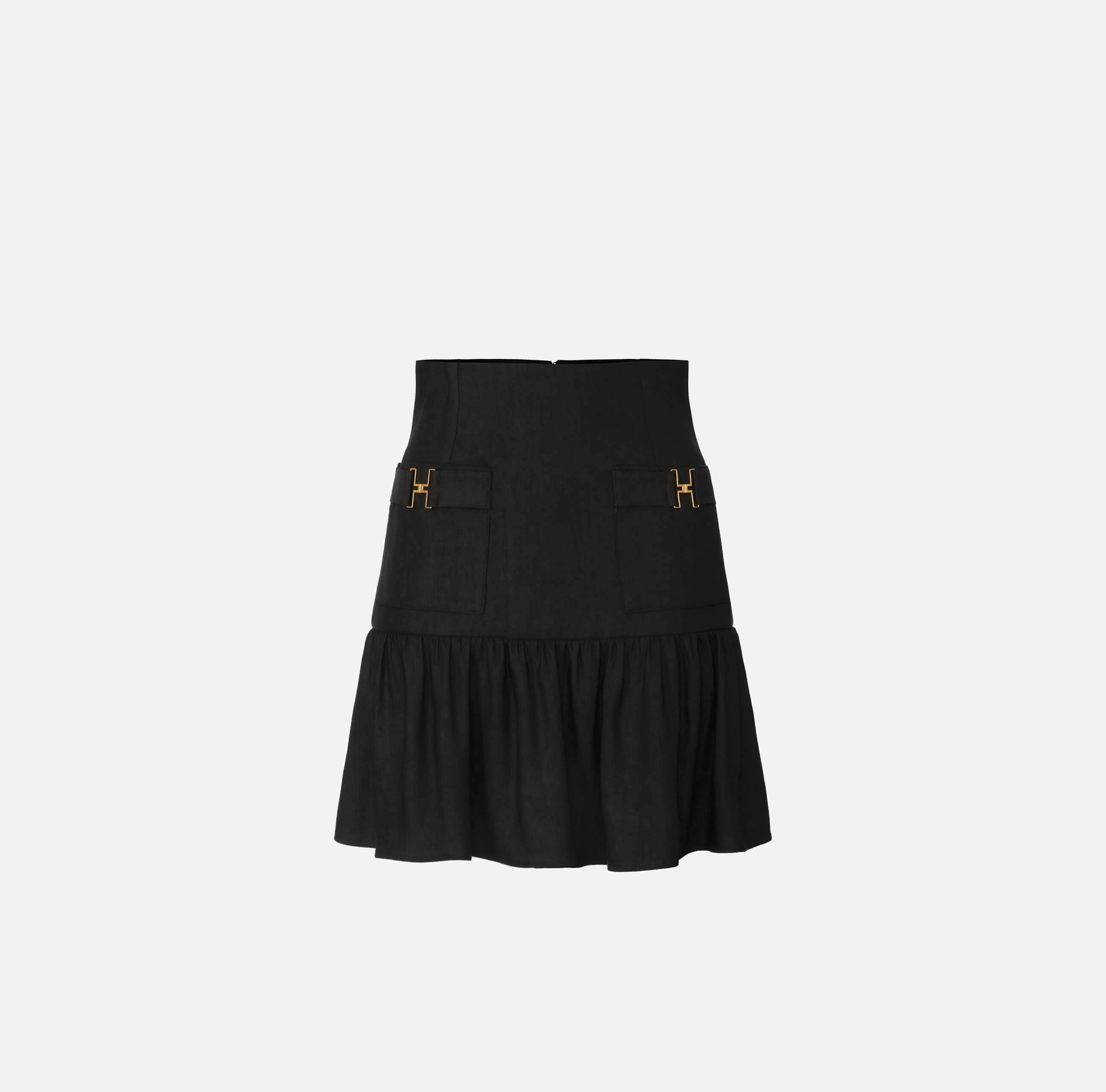 Linen-blend skirt with jewel details