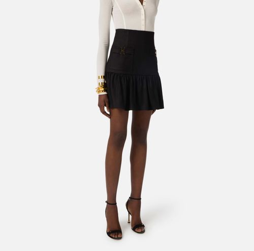Linen-blend skirt with jewel details