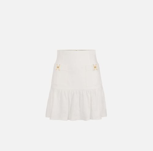 Linen-blend skirt with jewel details
