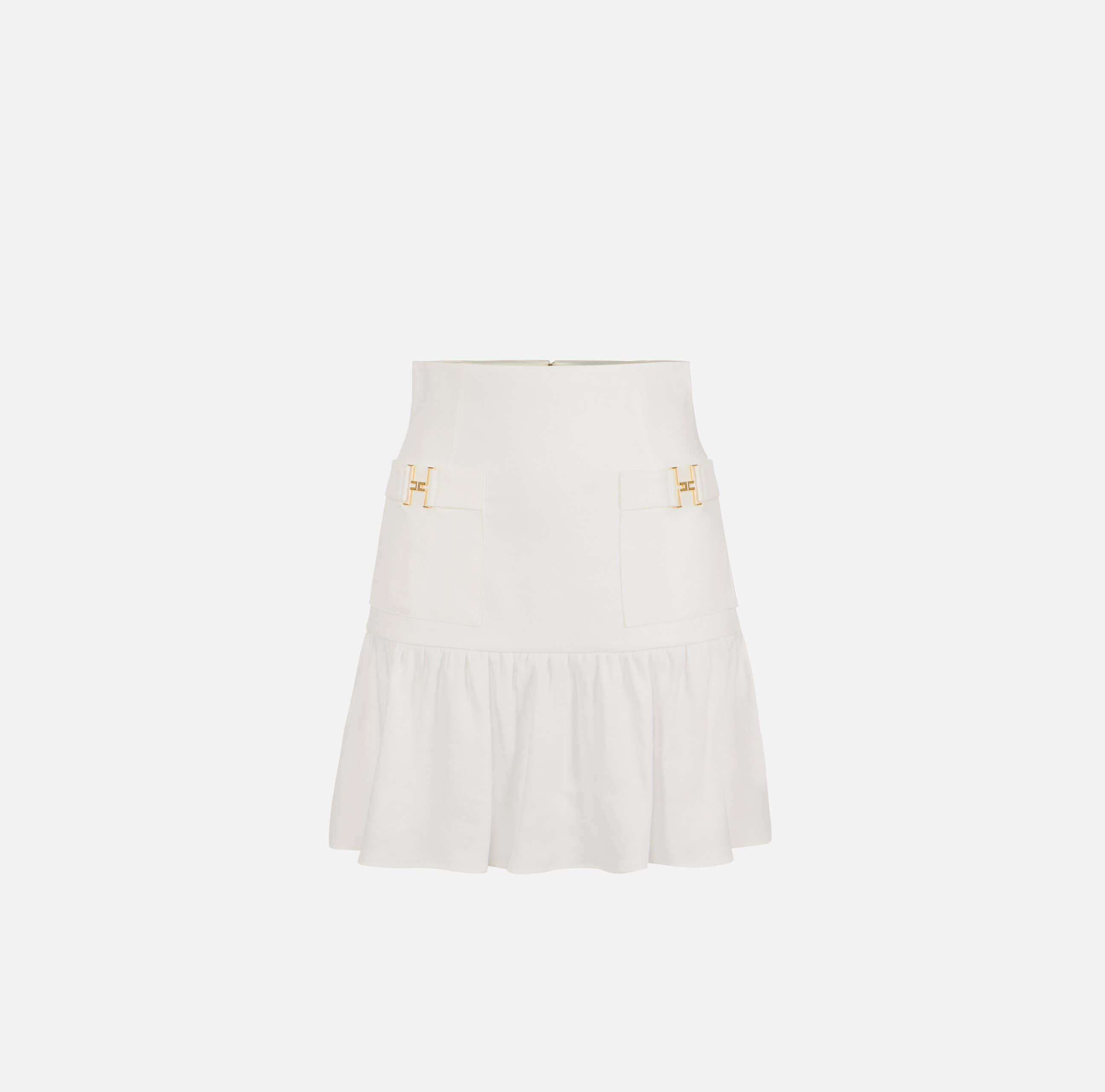 Linen-blend skirt with jewel details
