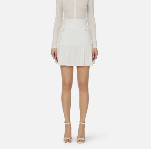Linen-blend skirt with jewel details
