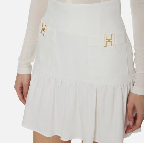 Linen-blend skirt with jewel details