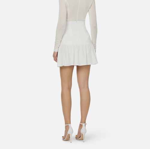 Linen-blend skirt with jewel details
