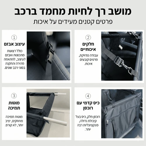 מושב בטיחות לרכב לכלב – מתקפל | מאוורר | עמיד למים