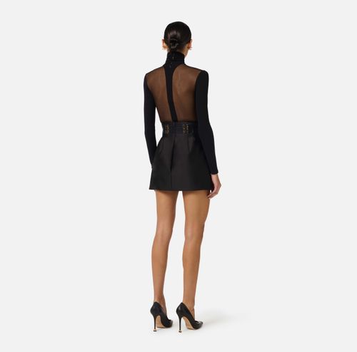 Mini skirt in duchesse with elastic bands