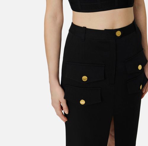 Gabardine skirt with flaps