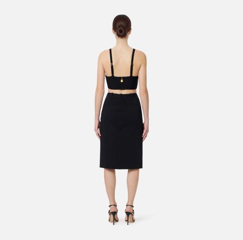 Gabardine skirt with flaps