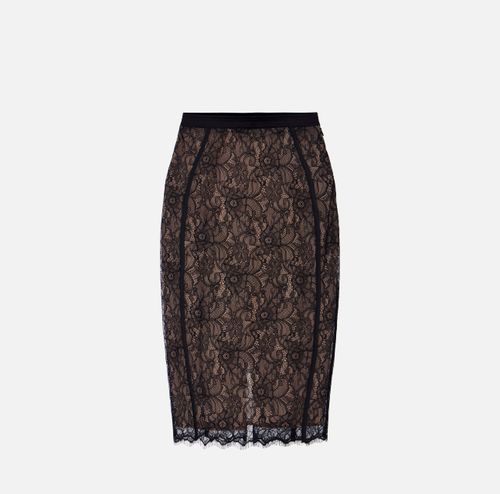 Skirt in floral lace and satin