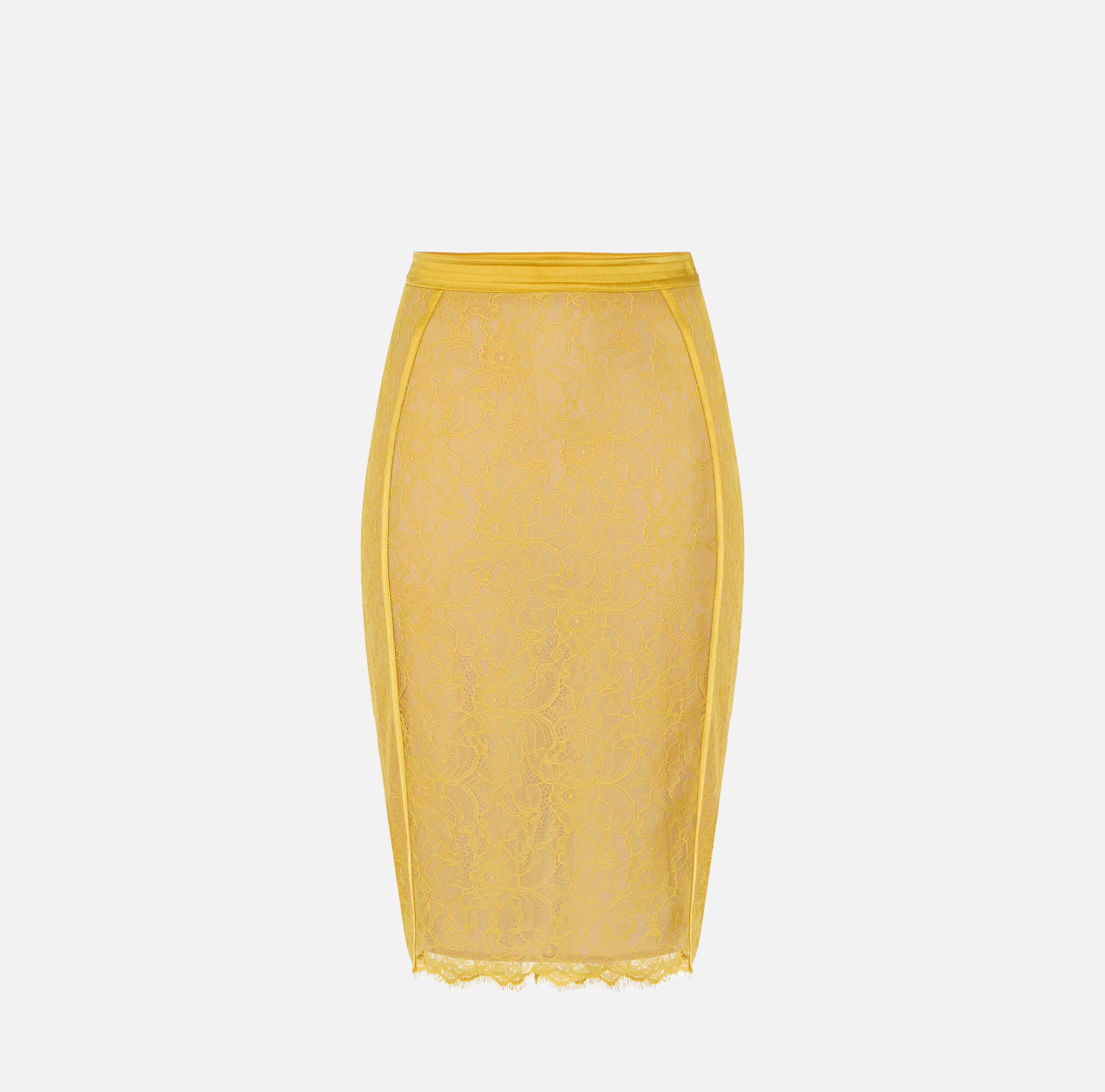 Skirt in floral lace and satin