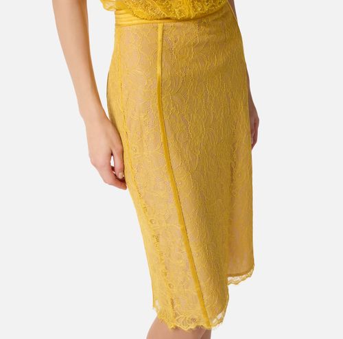 Skirt in floral lace and satin