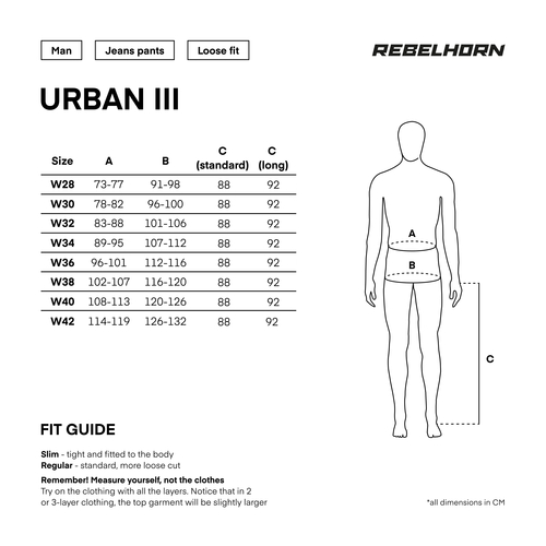 ג'ינס ממוגן לרכיבה רבל הורן כחול - REBELHORN URBAN 3 JEANS