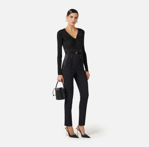 Bustier trousers in lightweight crêpe and satin fabrics