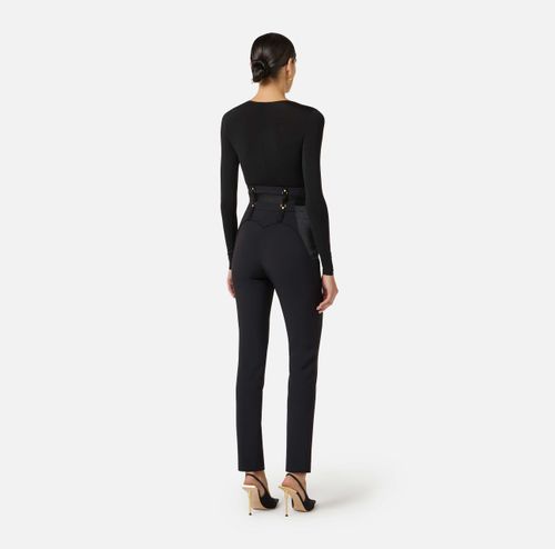 Bustier trousers in lightweight crêpe and satin fabrics