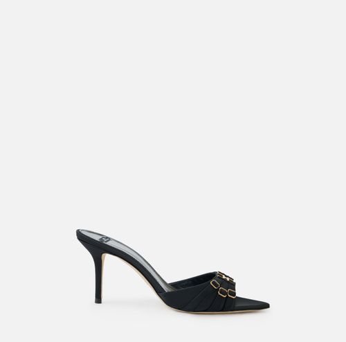 Leather mules with straps