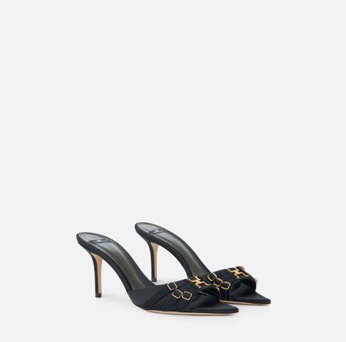 Leather mules with straps