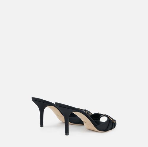 Leather mules with straps