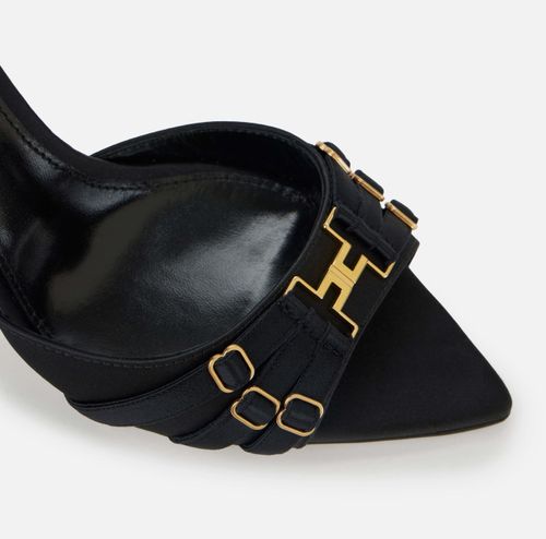 Leather mules with straps