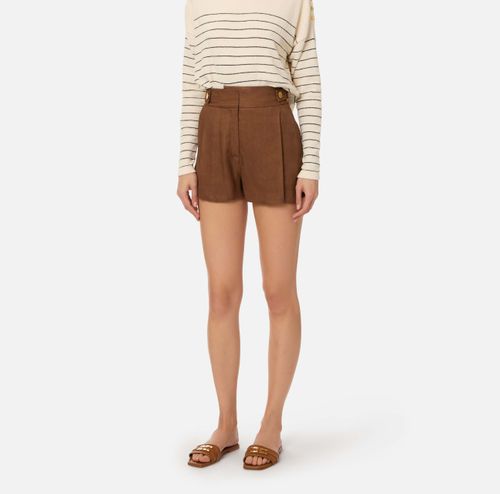 Linen-blend shorts with straps