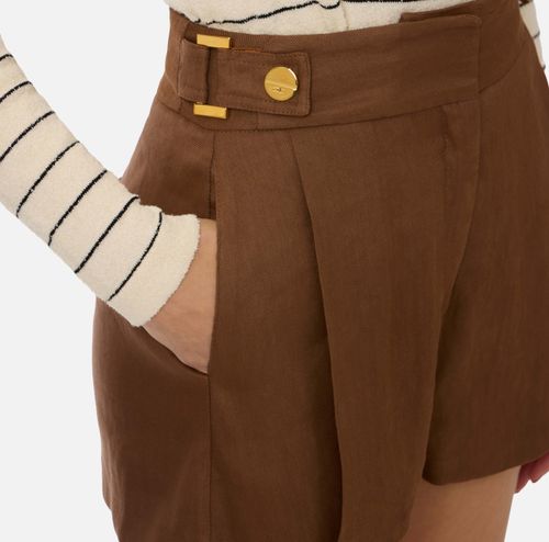 Linen-blend shorts with straps