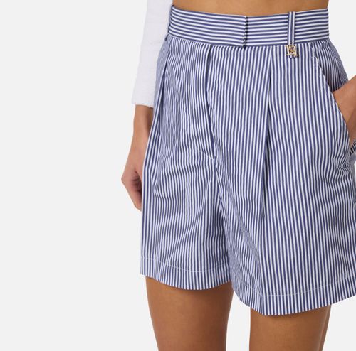 Striped stretch cotton shorts