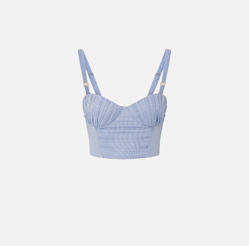 Striped nylon taffeta top