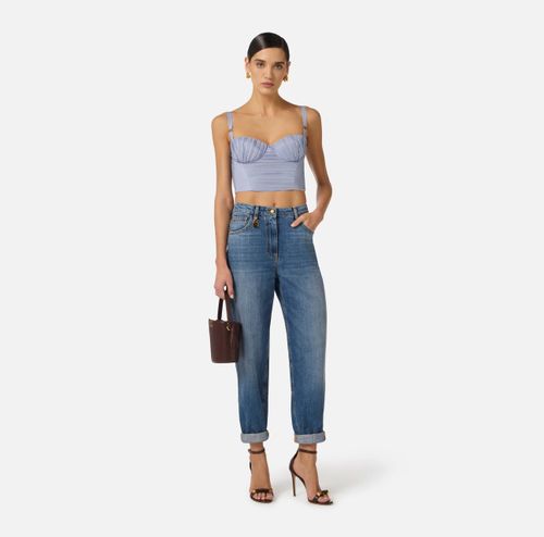 Striped nylon taffeta top