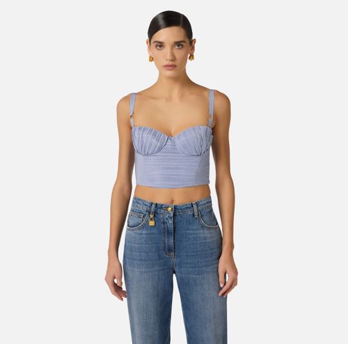 Striped nylon taffeta top