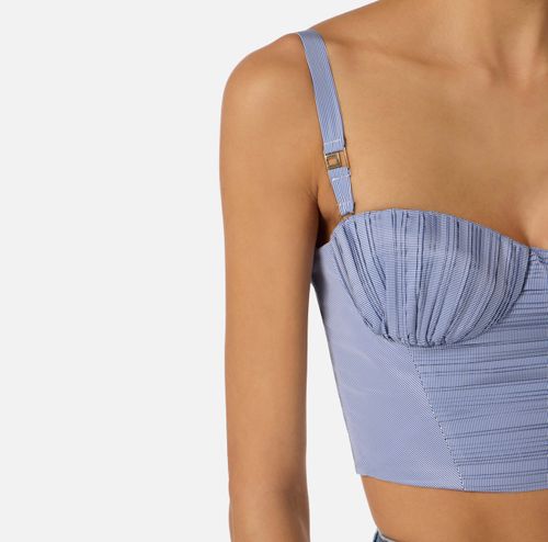 Striped nylon taffeta top