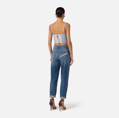 Striped nylon taffeta top