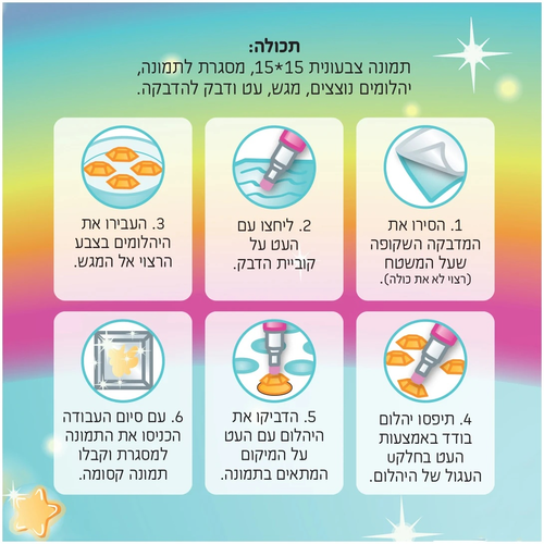 ערכת שיבוץ יהלומים לילדים עם מסגרת - חתלתולה פרחונית