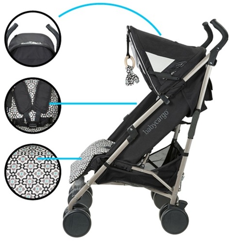 טיולון BABY CARGO - מתאים גם לילדים גדולים וגבוהים - צבע אפור SMOKE