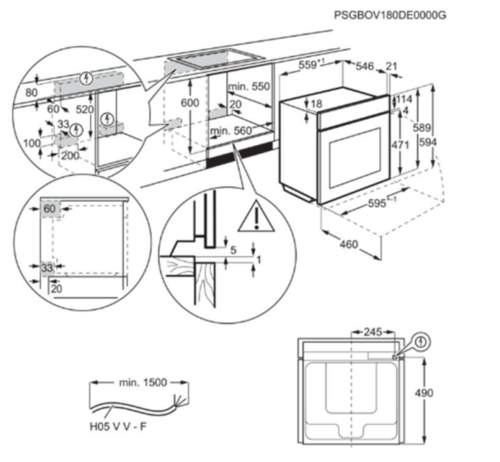 תנור בנוי Electrolux KOFDP46H שחור 72 ליטר פירוליטי
