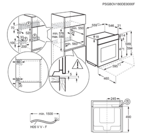 תנור בנוי Electrolux KOFDP46H שחור 72 ליטר פירוליטי