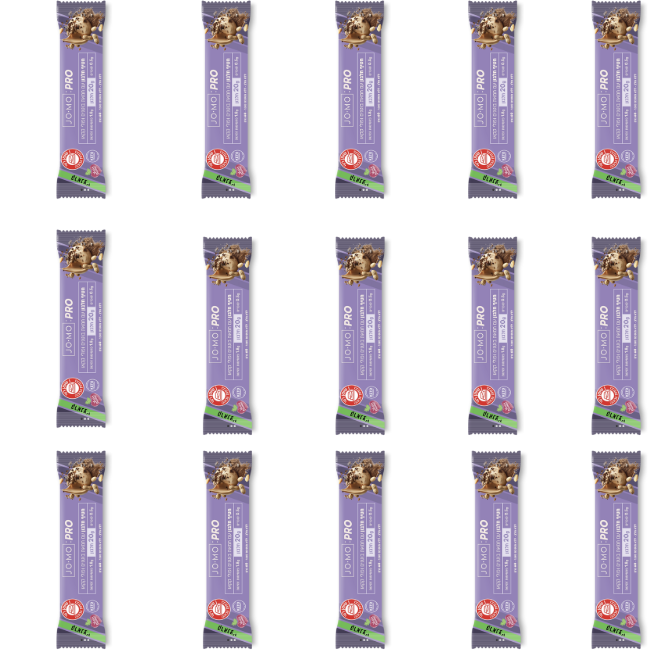 מארז 15 חטיפי חלבון עם חמאת בוטנים ופולי קקאו קלויים -JOMO