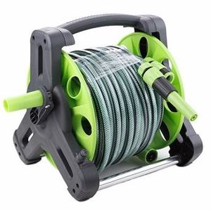 גלגלת השקיה קומפלט 20 מטר צינור ירוק פס שחור ZM FLOW צוקר את מינקין