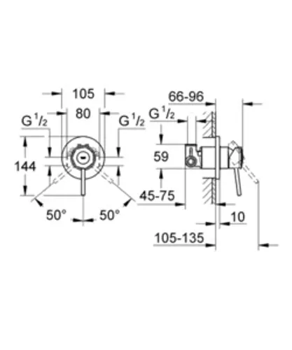אינטרפוץ 3 דרך באו קלאסיק BAUCLASSIC כרום GROHE - גרואה 29048000 GROHE גרואה